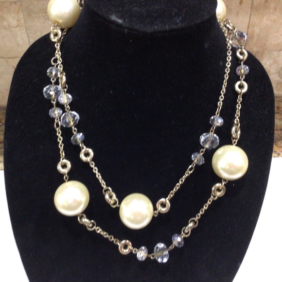 Vintage, big Pearl like beads with  glass crystal beads. Beautifuk shape. - Picture 6 of 6